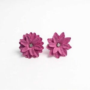 Paper Flower Magenta Stud Earrings